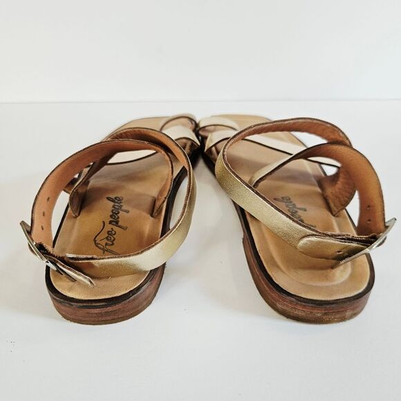 NWOB Free People Collection Romeo Square Toe Leather Wrap Sandal in Platino 36 - Picture 12 of 16